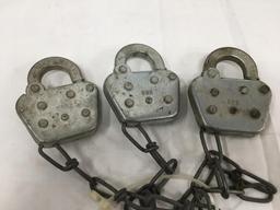 Lot of 3, BNR - Burlington Northern Padlocks Locks Hardened