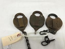 Lot of 3 Brass Padlocks