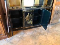 Oriental China Hutch w/ Glass Front Doors, Base Cabinet 80in x 55in x 16in
