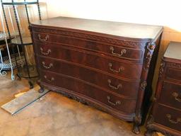 Antique Four Piece Furniture Set, Chest of Drawers, Dresser w/ Mirror, Chair, Buffet Chest of