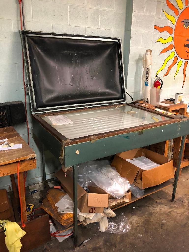 Vintage Screen Printing Equipment w/ Screens, Roughly 6 Pieces of Equipment, Untested