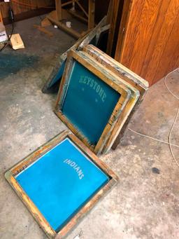 Vintage Screen Printing Equipment w/ Screens, Roughly 6 Pieces of Equipment, Untested