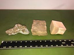 Lot of 3, Petrified Wood, Onyx, Pyrite