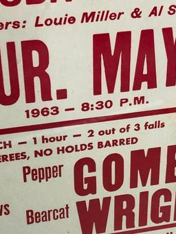 c. 1963 Midget Wrestling Framed Poster, Oakland Auditorium CA, Tiny Tim, Little Beaver