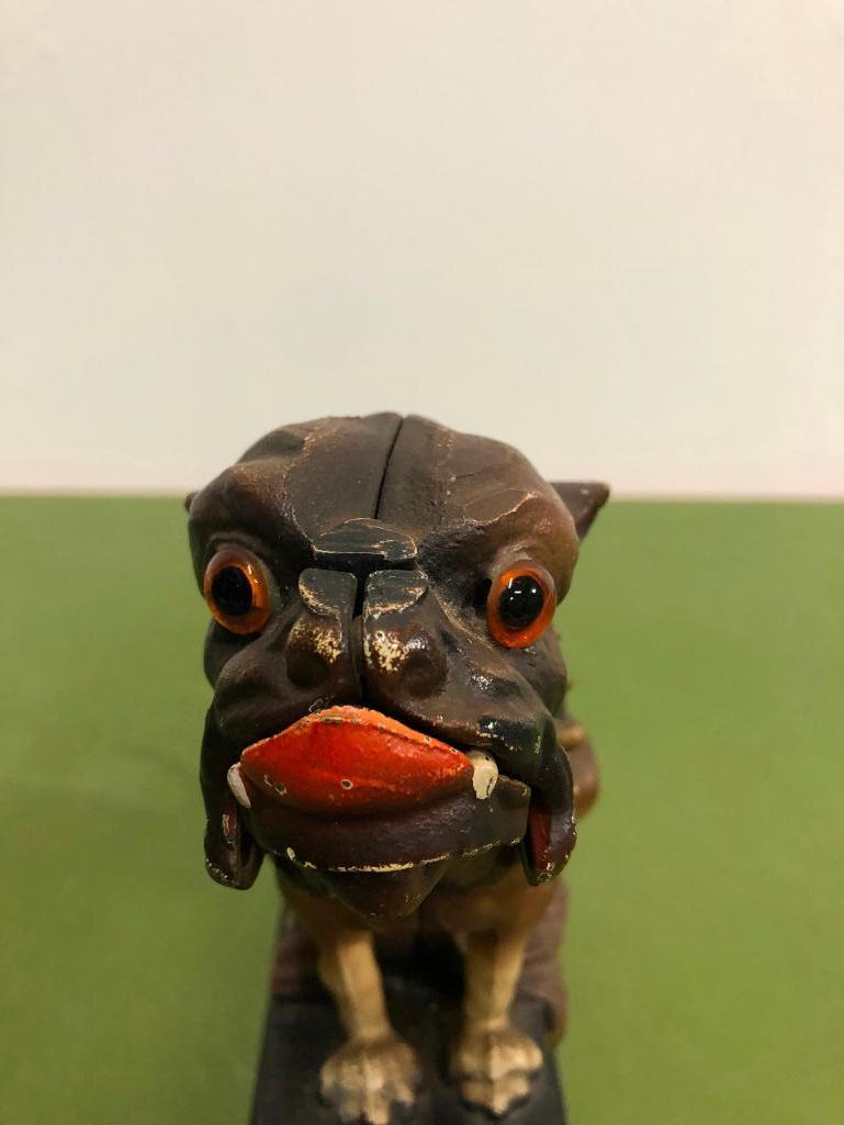 Bull Dog Bank, Cast Iron Mechanical Bank, Book of Knowledge