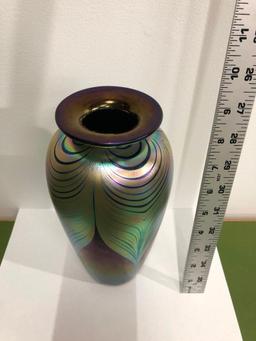 Abelman Pulled Feather Vase, Signed, Beautiful Vase