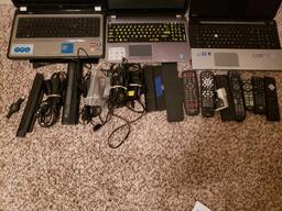 Assorted laptops, batteries, cords, & remotes - parts only
