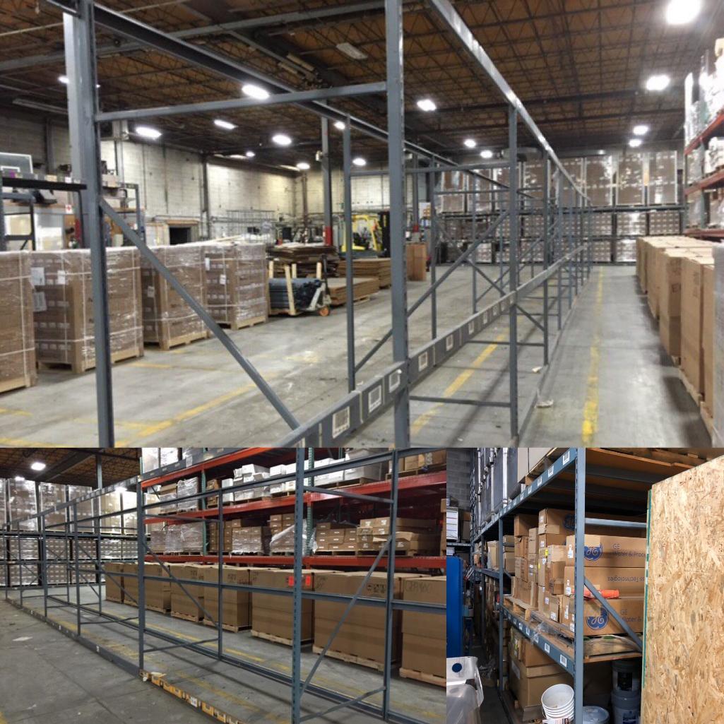 Warehouse Pallet Racking, Lg. Quantity Beams/Side Members, Uprights and Crossbars, 78 Sections, 624'