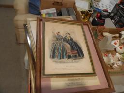 Box Full of 1800's Fashion Pictures Framed