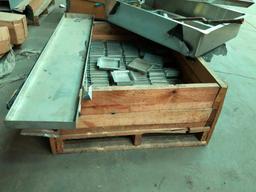 Stainless Steel Lot, Pallet of Trays, Inserts, Small Trays and Shelf, Drain, Misc.