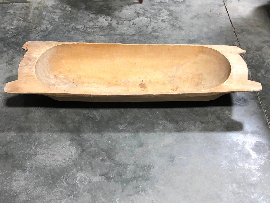 Primitive Hand Carved Wooden Tub or Bowl, Approx. 46in x 15in