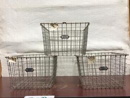 Lot of 3 Wire Baskets w/ Number Tags on them. 12in x 12in x 8in