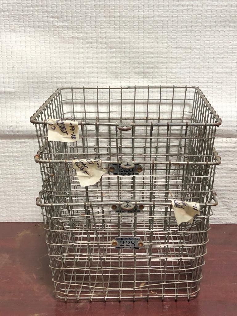 Lot of 3 Wire Baskets w/ Number Tags on them. 12in x 12in x 8in