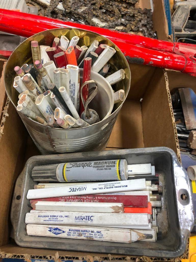 Supply Lot: Shrink Wrap, Trash Bags, Pencils, Misc. Hand Tools