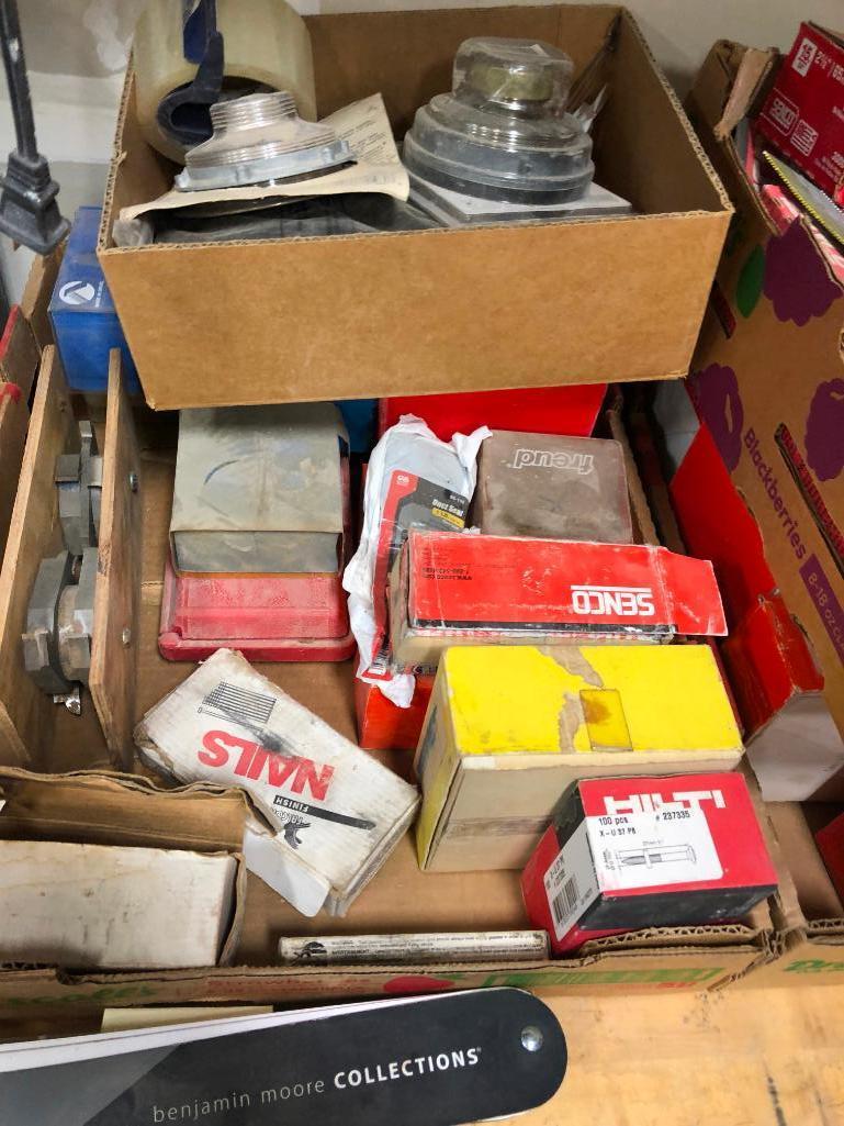 Supply Lot: Lot's of Random Shop Supplies, Hardware, Stains, Nails, C-Clamp, Misc.