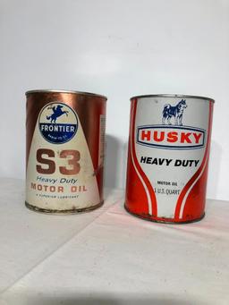 Vintage Husky and Frontier Oil Cans, NOS 1 Quart