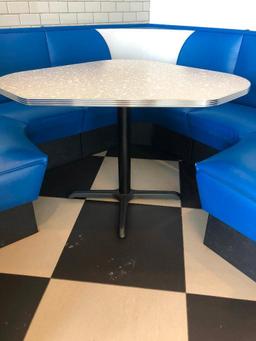 Mdoern 1950's Retro Diner Style Blue & White Corner Booth & Restaurant Table