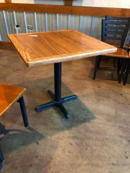 Restaurant Table, Wood & Laminate Top, Single Pedestal Iron Base, 30in x 30in x 30in