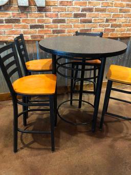 Contemporary Round Pub Table with 4 Bar Stools, 36in High, 42in High