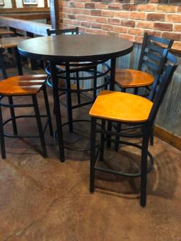 Contemporary Round Pub Table with 4 Bar Stools, 36in High, 42in High