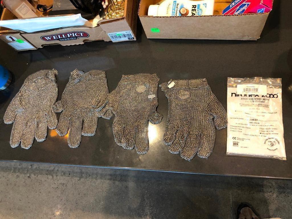 Lot of 4 Niroflex 2000 Metal Mesh Gloves - S, M, L, XL