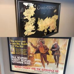 Framed Movie Poster & Game of Thrones Poster, Butch Cassidy & Sundance Kid