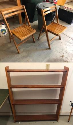 Wooden Folding Chairs, Bookshelf