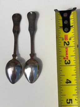 2 Art Krupp Berndorf Silver Spoons Engraved w/ Nazi Swastika Insignia