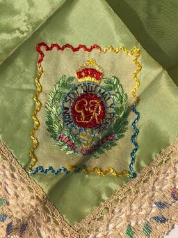 Holy Bible w/ King Georges Emblem & Message Dated 1939 & Handkerchief w/ Royal Engineers Crest