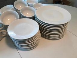 Set of White Dinnerware,12 Place Setting, Plates, Mugs, Bowls, Plates