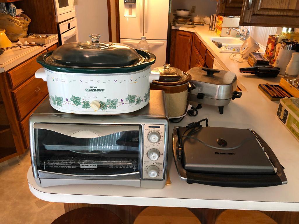 Slow Cooker, B&D Toaster oven and Bread Man Panini Maker