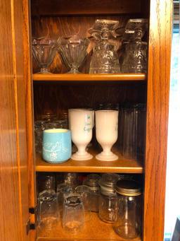 Contents of 3 Cabinets Knife Sharpener, Cheese Knives, German Punch Bowl, Cutting Boards