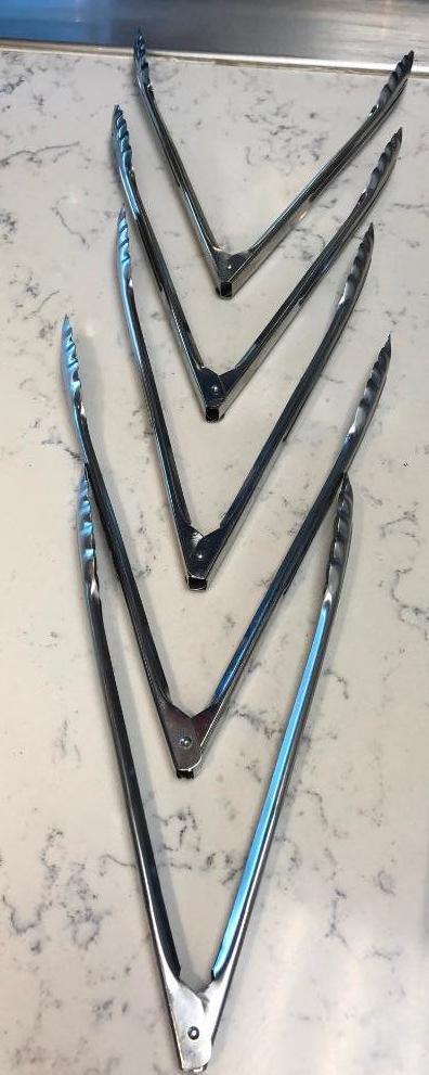 Lot of 5 NSF Stainless Steel Tongs