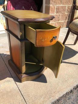 Solid Wood Cabinet or End Table w/ Two Tone Paint/Stain and Design