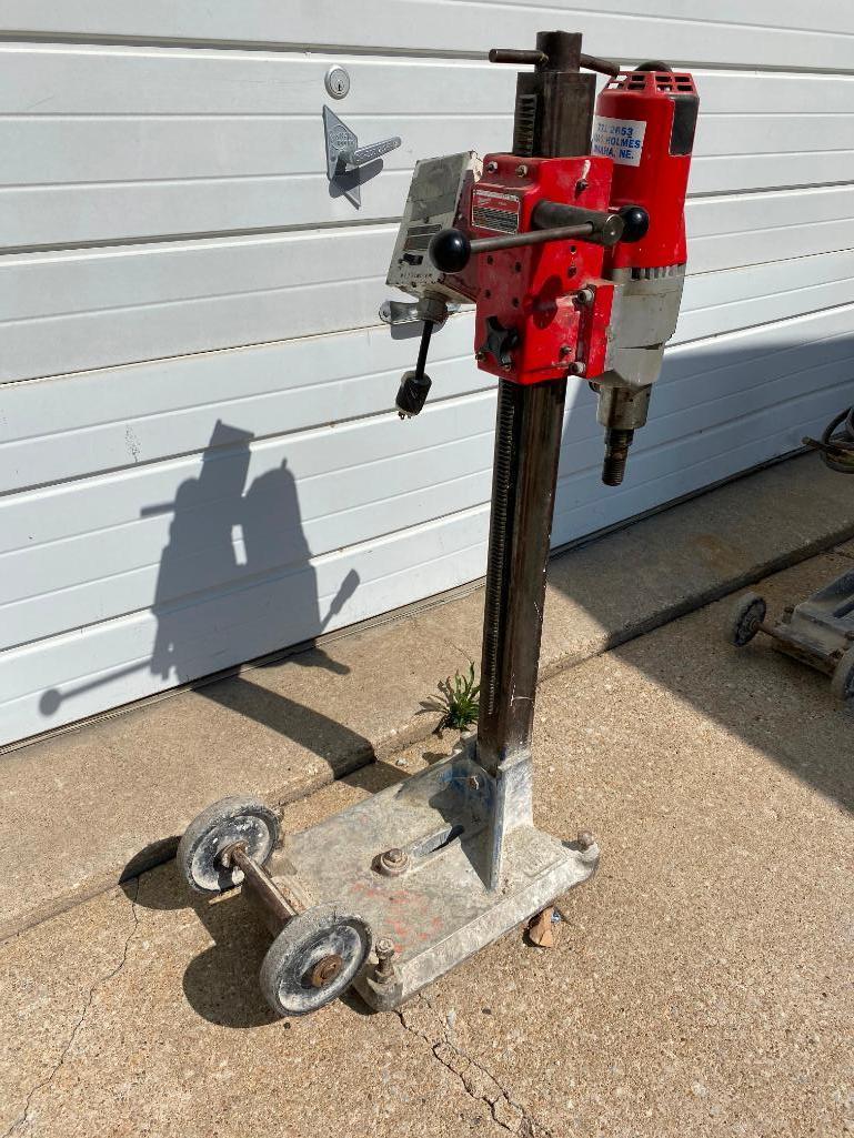Milwaukee Diamond Coring Rig w/ Large Base Stand, Dymodrill 2in to 10in 1-1/4in 7 Spindle Thread