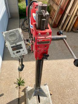 Milwaukee Diamond Coring Rig w/ Large Base Stand, Dymodrill 2in to 10in 1-1/4in 7 Spindle Thread