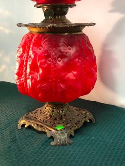 Cranberry Glass Kerosene Gone with the Wind Lamp