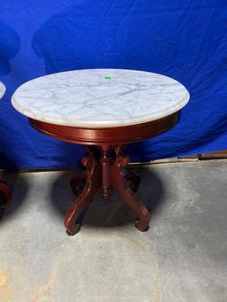 Lot of 2 Antique Marble Top Tables, Matching, 24in x 22in x 18in