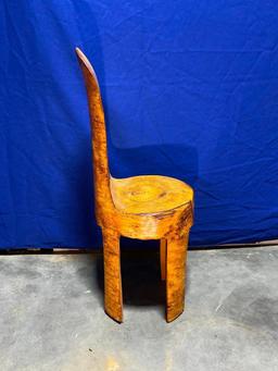 Carved Wood Chair, One Piece of Solid Wood