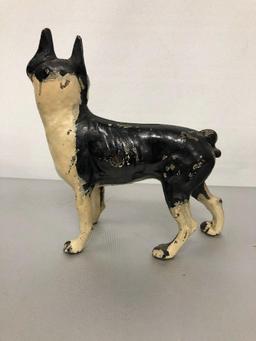 ANTIQUE HUBLEY Boston Terrier CAST IRON DOG HOME ART STATUE SCULPTURE DOORSTOP. 10in x 10in x 5in