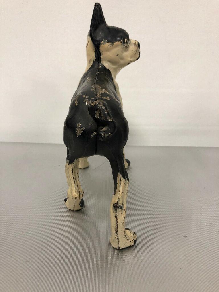 ANTIQUE HUBLEY Boston Terrier CAST IRON DOG HOME ART STATUE SCULPTURE DOORSTOP. 10in x 10in x 5in