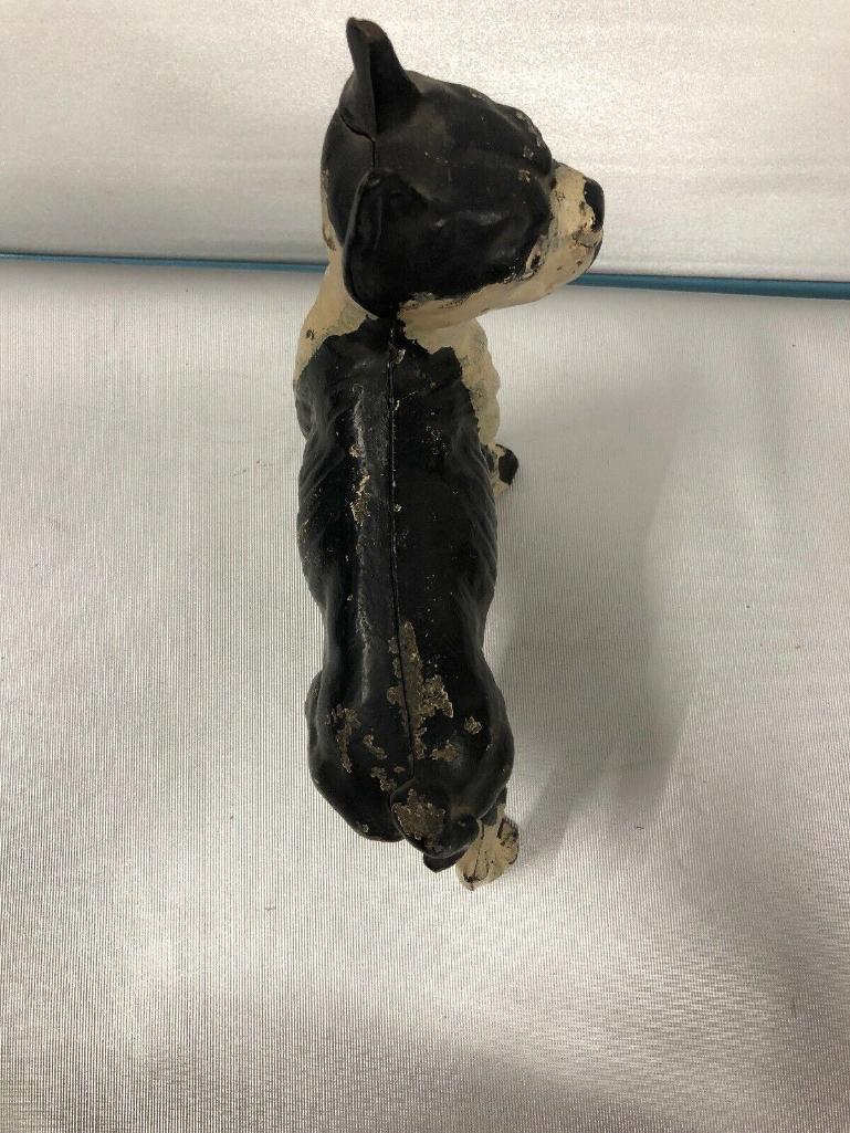 ANTIQUE HUBLEY Boston Terrier CAST IRON DOG HOME ART STATUE SCULPTURE DOORSTOP. 10in x 10in x 5in