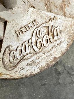 Cast Iron Coca-Cola Embossed Lollipop Sign Base and Pole