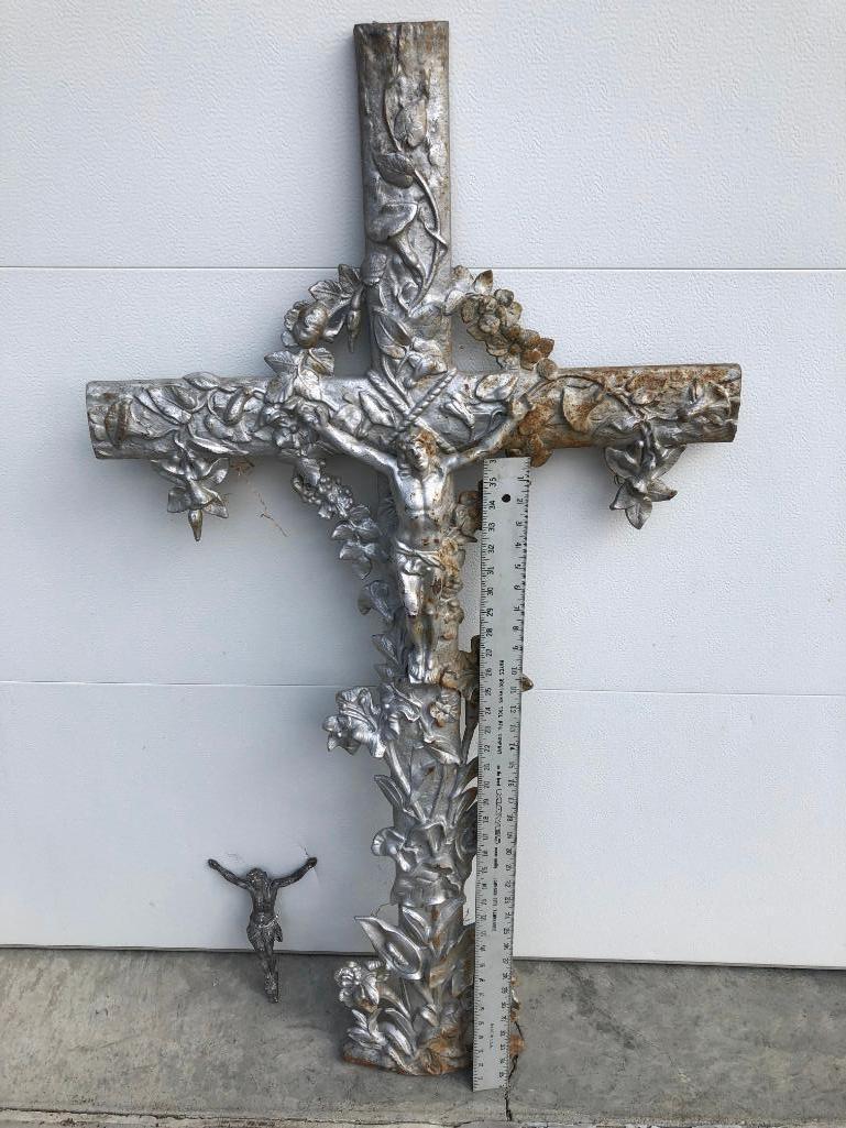 Early Cast Iron Graveyard Cross, Very Old and Ornate