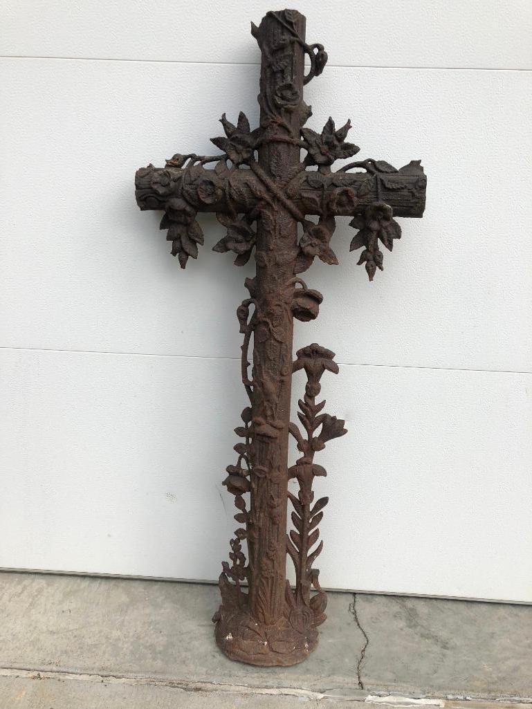 Early Cast Iron Graveyard Cross, Very Old and Ornate