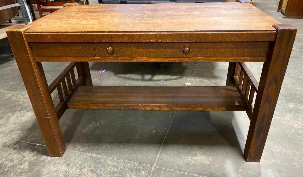 Antique Oak Library Table