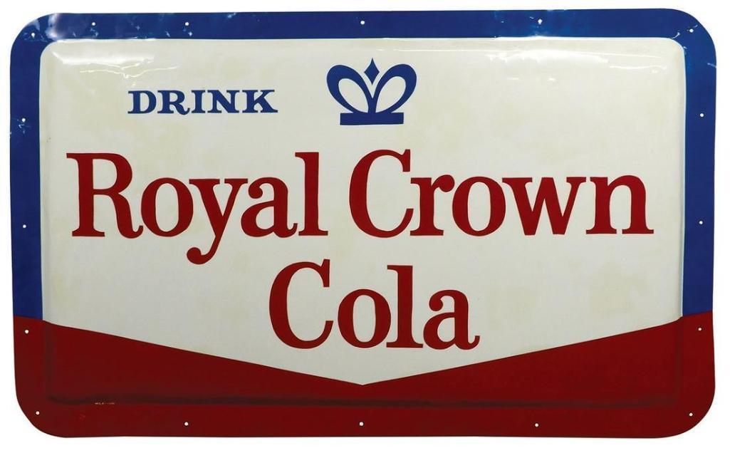 RC Royal Crown Cola, marked MCA 1961, self-framed embossed metal sign, Prof Restored cond, 40"x62.5"