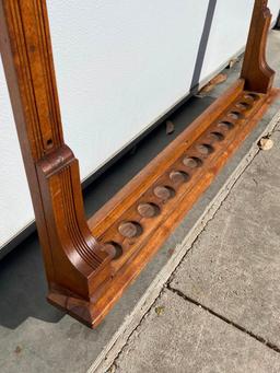 Antique Wooden Eastlake Style Brunswick, Balke, Collender Pool Cue Rack Approx. 36in x 56in