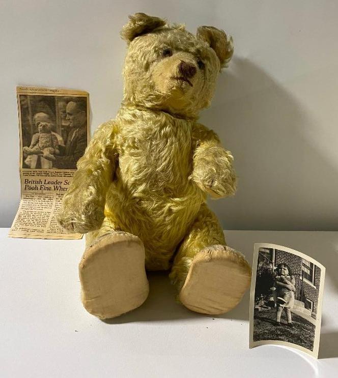 Original Teddy FD Roosevelt Teddy Bear, Jointed 18in, c. early 1930's w/ Provenance, Possible Steiff