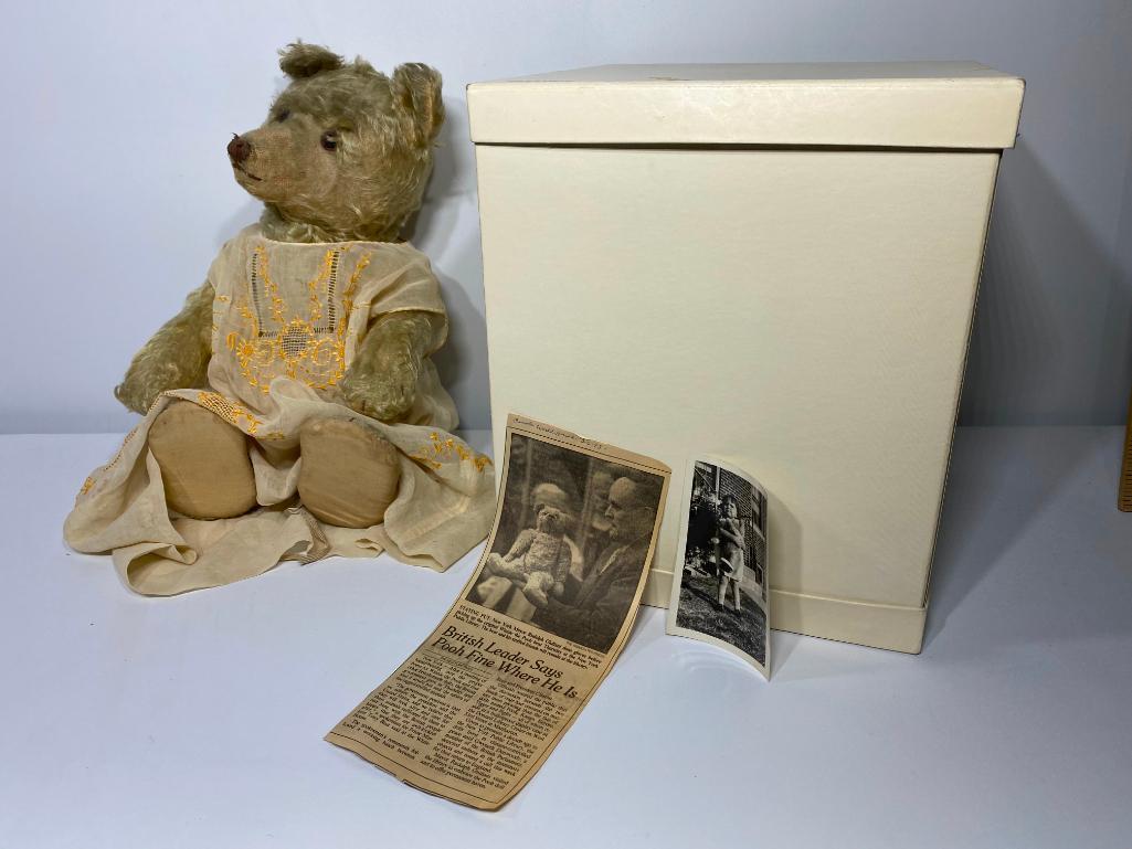 Original Teddy FD Roosevelt Teddy Bear, Jointed 18in, c. early 1930's w/ Provenance, Possible Steiff